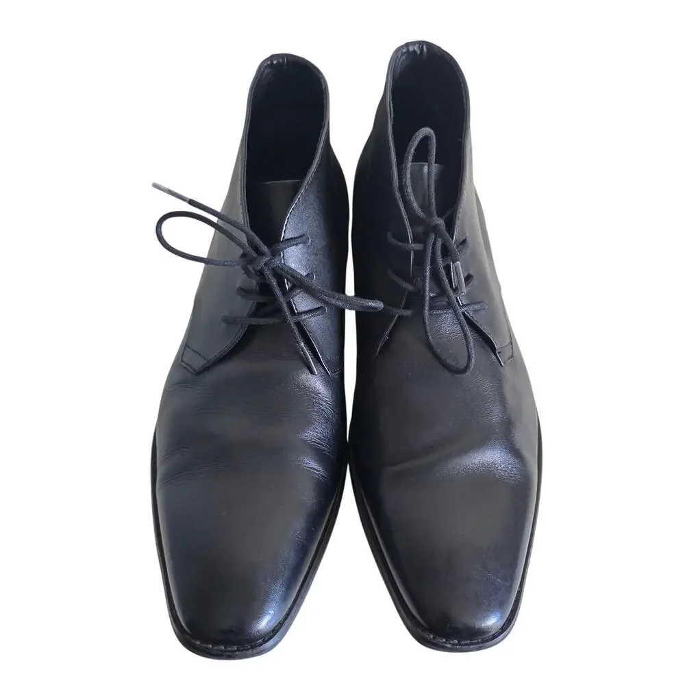 Calvin Klein Rolando Black Leather Chukka Ankle Boots Men's US 13 EU 46.5